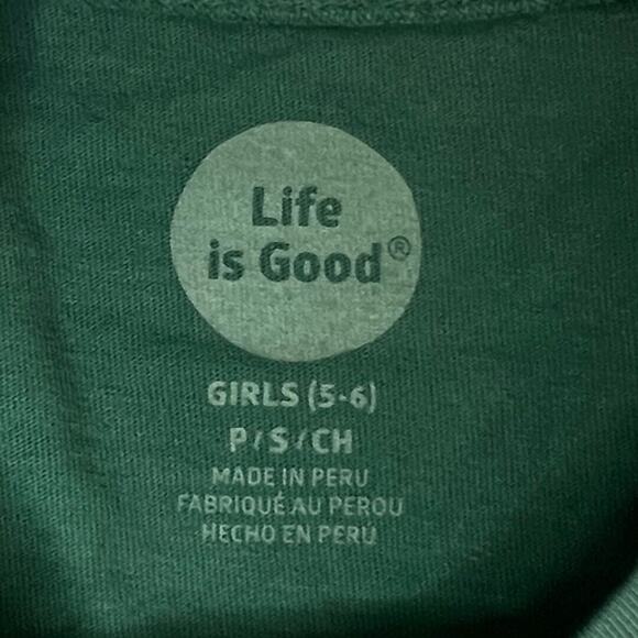 Life Is Good Shirt Girls Small Green Long Sleeve North Pole Christmas Reindeer - Picture 5 of 6